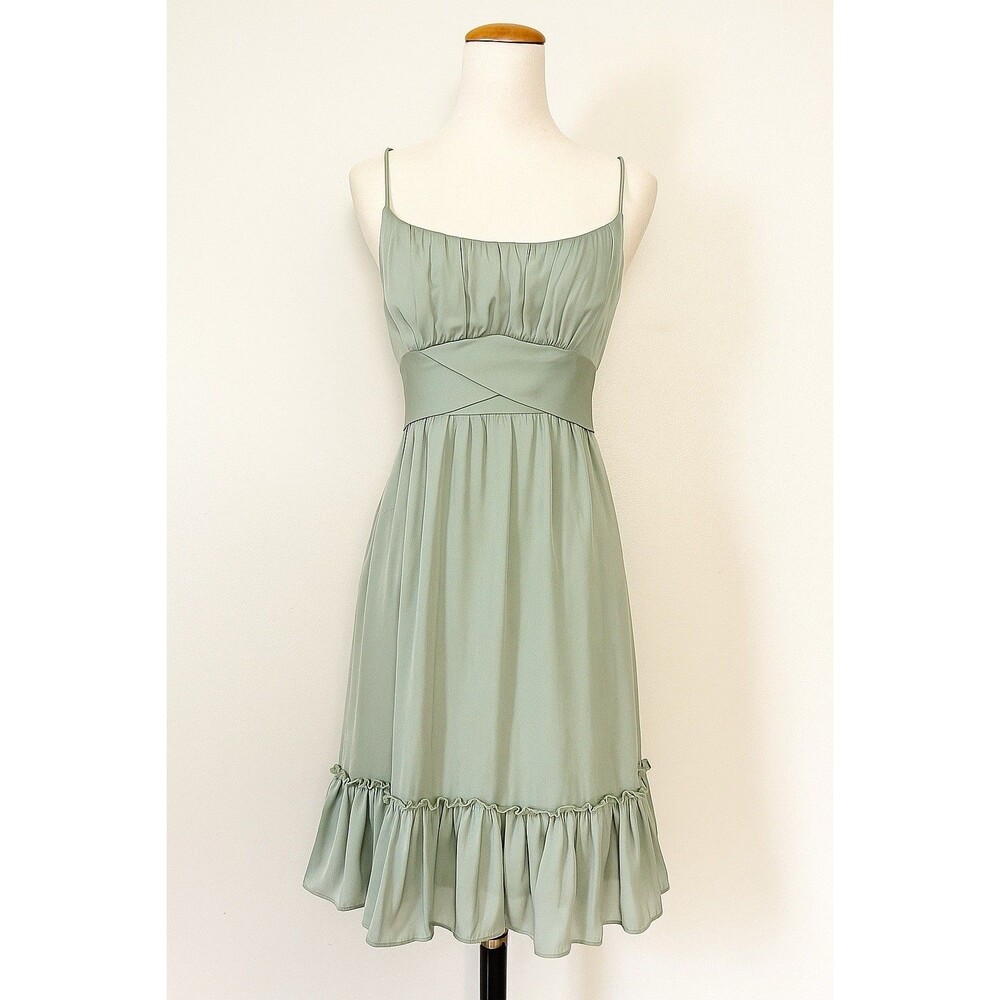 My-Kim Baby Doll Dress S Sage Green Tie Bow Back Ruffle HOCO Wedding Coquette